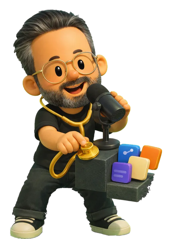 Mehmet Aydın Baytaş drawn as a chunky cartoon kid mid-play in the Backyard Designers yard