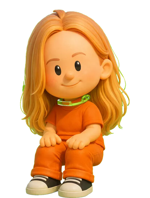 Ioana Teleanu drawn as a chunky cartoon kid on the Backyard Designers bench