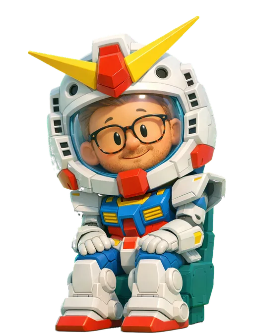 Joshua Guo drawn as a chunky cartoon kid on the Backyard Designers bench