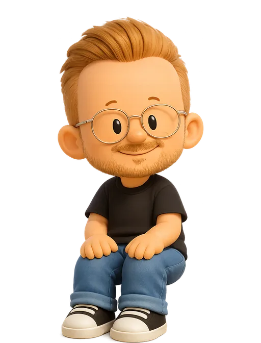 MDS drawn as a chunky cartoon kid on the Backyard Designers bench