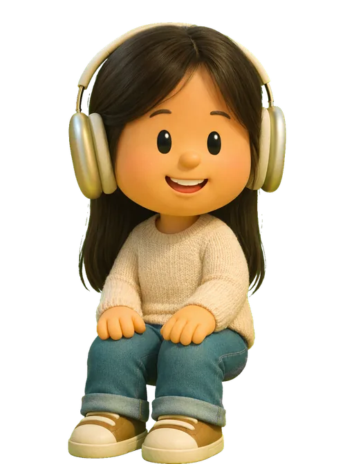 Rachel How drawn as a chunky cartoon kid on the Backyard Designers bench